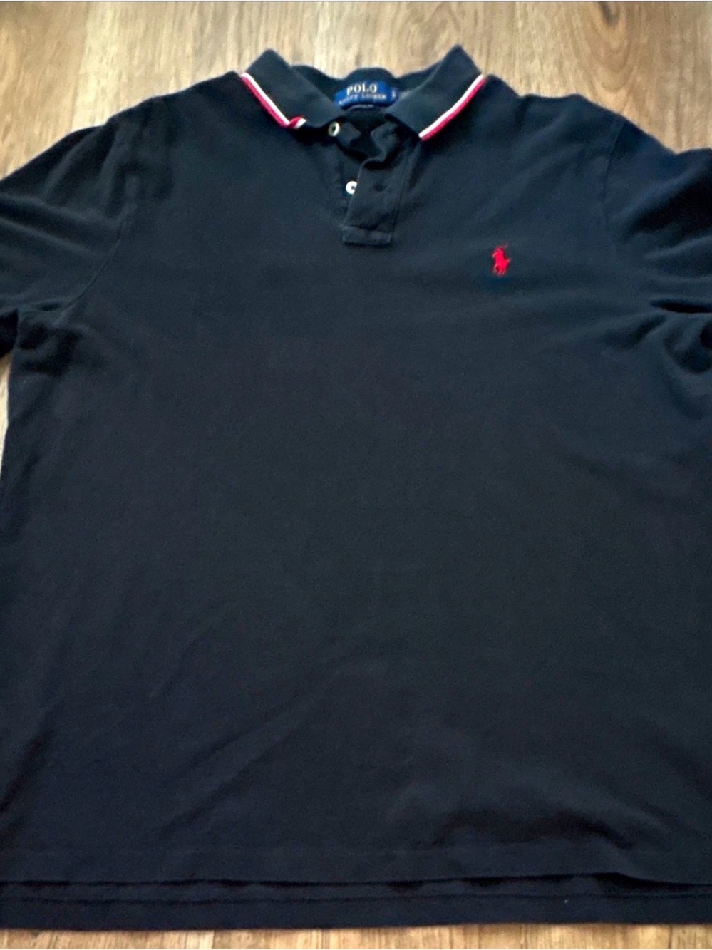 Ralph Lauren Black Polo with Red Trim and Red Pony